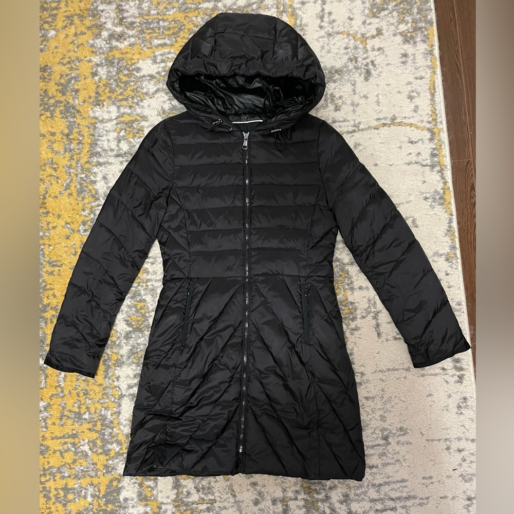 Black Hooded Quilted Women's Coat - Brand Unspecified
